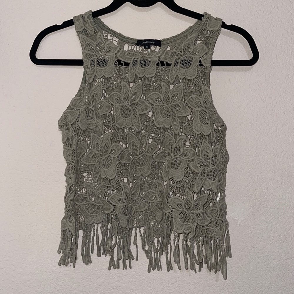 Camo green Lacey crop top